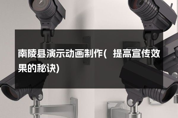 南陵县演示动画制作(提高宣传效果的秘诀)