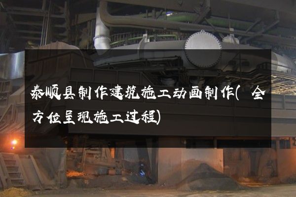 泰顺县制作建筑施工动画制作(全方位呈现施工过程)